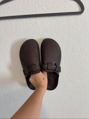 Unbranded Brown Slip-On Clogs with Buckle Detail